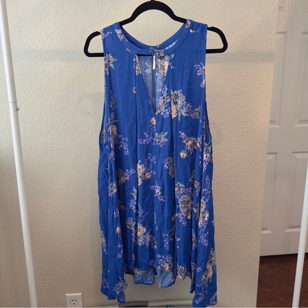 Free People Floral Blue Tunic